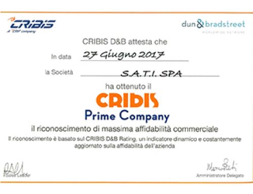 Sati riceve il CRIBIS PRIME COMPANY